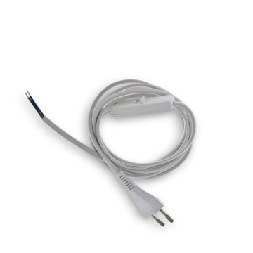 SIEŤOVÝ KÁBEL S VÝPÍNAČOM, 2BM, 230V,  BIELY